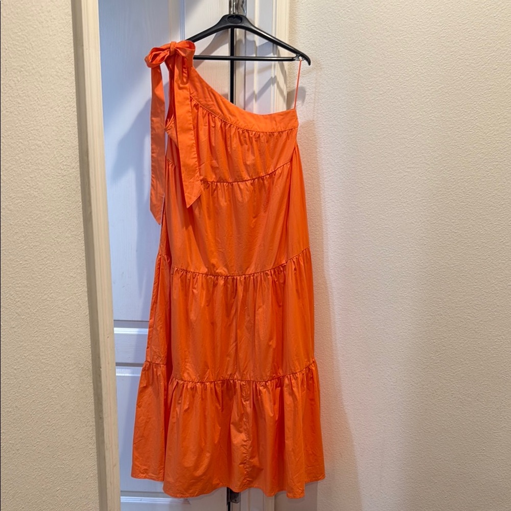 Fantastic Fawn Orange Asymmetrical Ruffled Sundress